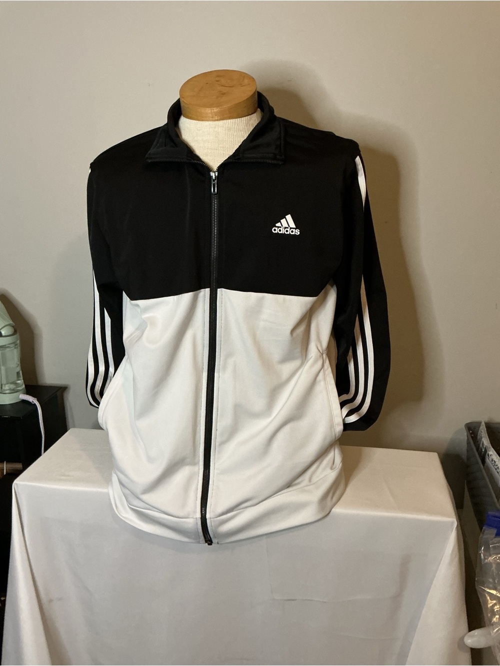 adidas Black and White Two-Tone Performance Track Jacket
